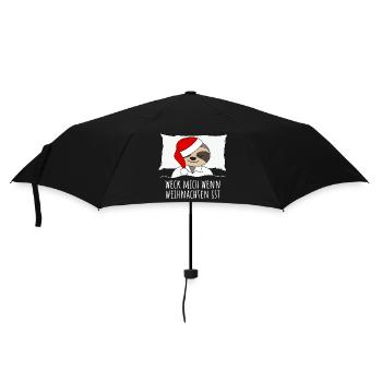 Faultier Bett Kissen Weihnachten lustige Sprüche - Regenschirm (klein) - Schwarz - Vorne