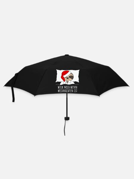 Faultier Bett Kissen Weihnachten lustige Sprüche - Regenschirm (klein) - Schwarz