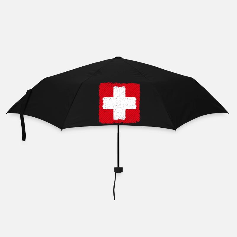 Schweiz Schweizerkreuz Suisse Schweizer Fahne - Regenschirm (klein) - Schwarz