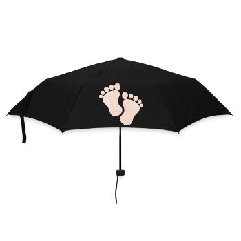 cute baby footprints - Umbrella (small) - black - Front