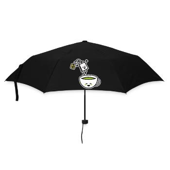 Funny Matcha Green Tea Kawaii Cartoon Teacup - Umbrella (small) - black - Front