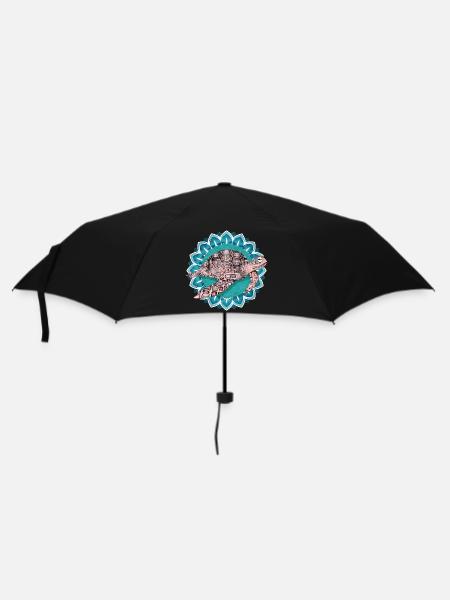 faszinierendes Mandala mit Meeresschildkröte - Regenschirm (klein) - Schwarz