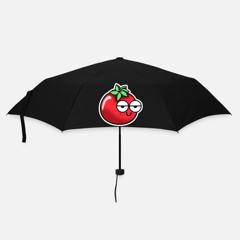 Tomate mit Gesicht - Regenschirm (klein) - Schwarz