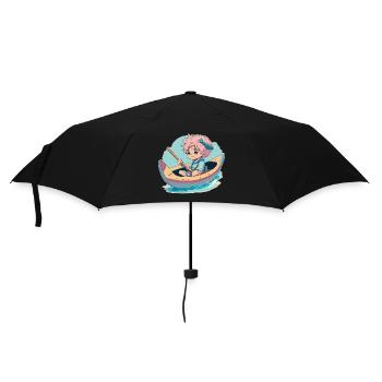 Junge im Kanu - Regenschirm (klein) - Schwarz - Vorne