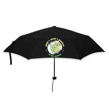 Drache Dino Einschulung - "magisch in die Schule" - Regenschirm (klein) - Schwarz - Vorne
