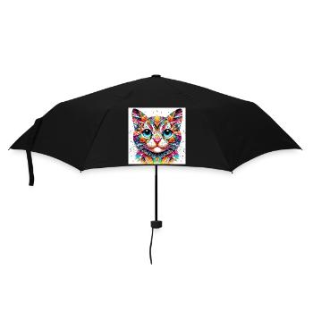 Katze - Regenschirm (klein) - Schwarz - Vorne