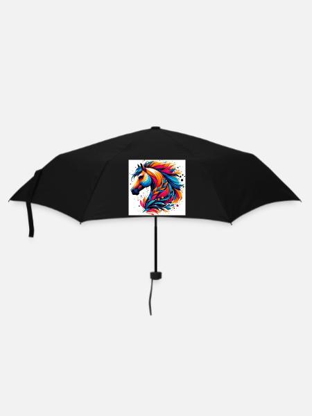 Pferd - Regenschirm (klein) - Schwarz