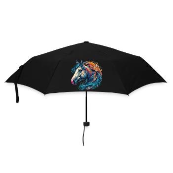 Pferd - Regenschirm (klein) - Schwarz - Vorne