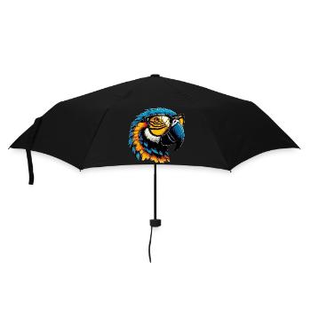 Papagei mit Brille - Regenschirm (klein) - Schwarz - Vorne