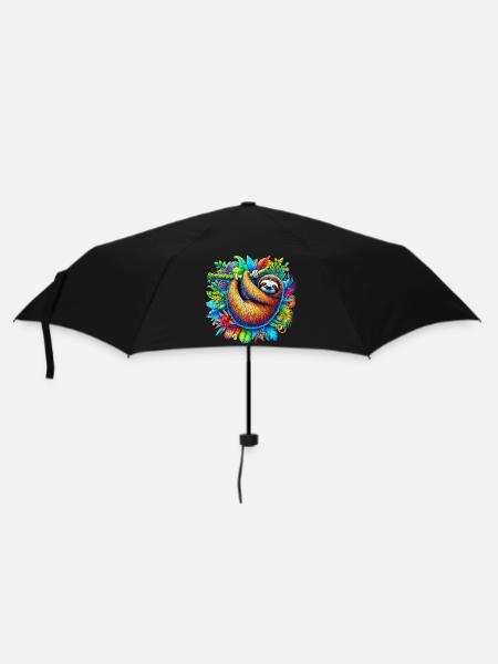 Faultier - Regenschirm (klein) - Schwarz