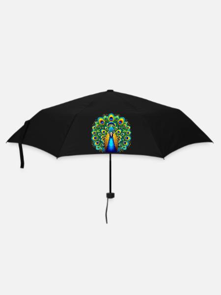 Pfau - Regenschirm (klein) - Schwarz
