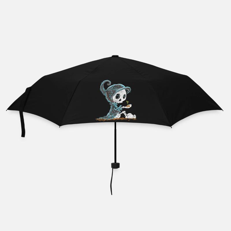 Skelett Hält Pflanze Hoffnung Entstehung - Regenschirm (klein) - Schwarz