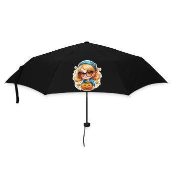 Fille citrouille pour Halloween - Parapluie standard - noir - Devant
