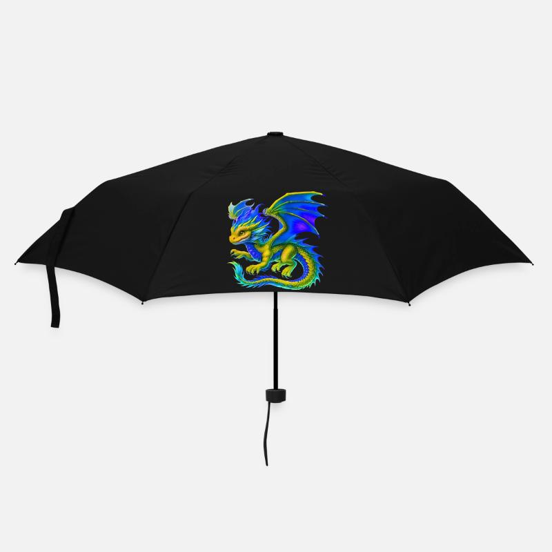Drache - Regenschirm (klein) - Schwarz