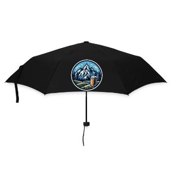 Berg und Bier Naturmotiv - Regenschirm (klein) - Schwarz - Vorne