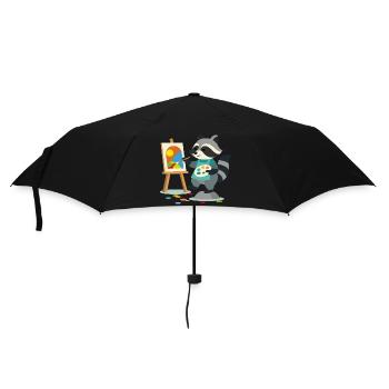 Raton laveur créatif pour les amateurs d’art, petits et grands - Parapluie standard - noir - Devant