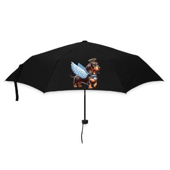 Ange teckel mignon avec des ailes dessin animé amour - Parapluie standard - noir - Devant