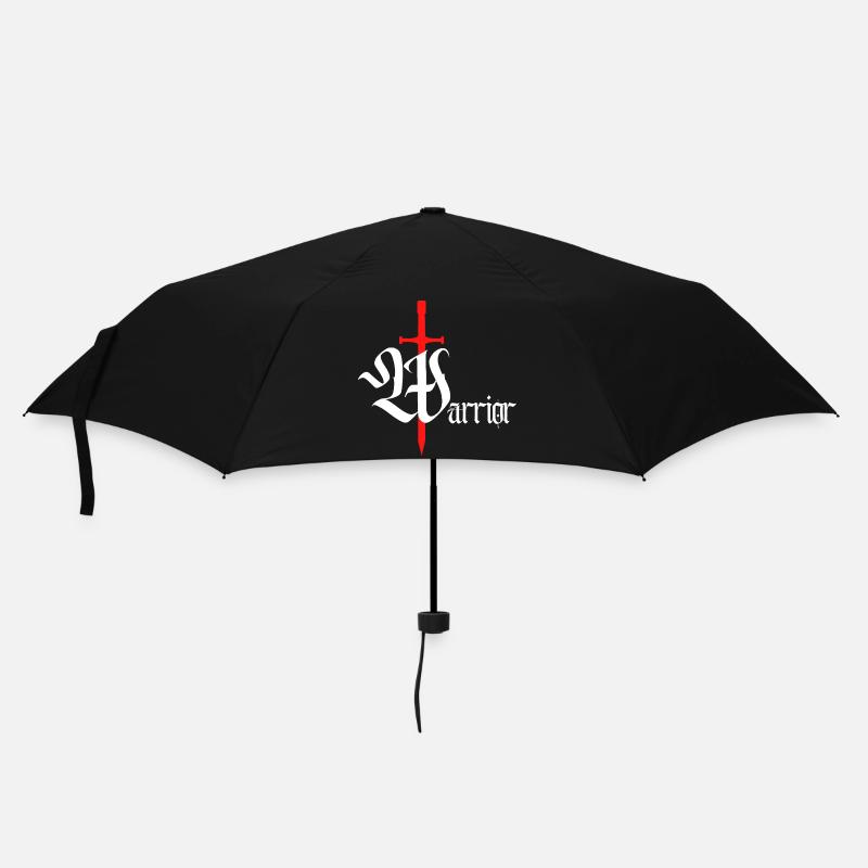Gothic Krieger Design mit Schwert weißer Schrift - Regenschirm (klein) - Schwarz