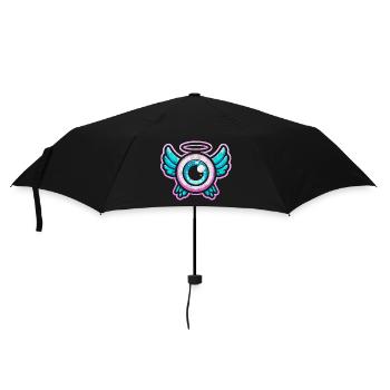 Skurriles Auge mit Engelsflügel-Design - Regenschirm (klein) - Schwarz - Vorne