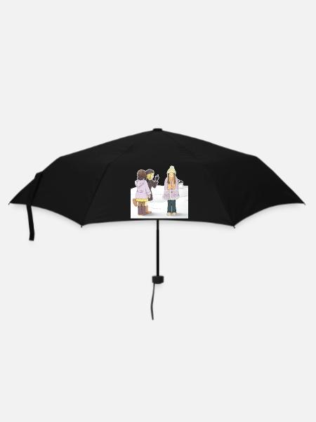 Winterszene für Kinder - Regenschirm (klein) - Schwarz