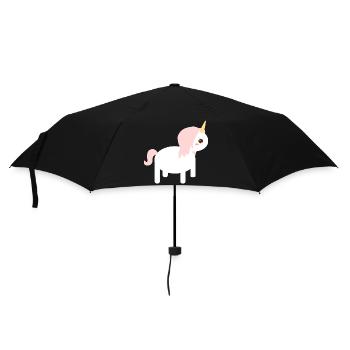 Skurriles Einhorn Cartoon Design - Regenschirm (klein) - Schwarz - Vorne