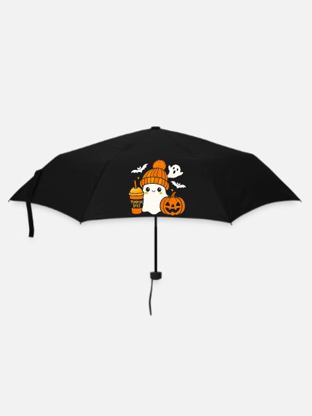 Süßer Geist Kaffee Mütze Cartoon Halloween - Regenschirm (klein) - Schwarz