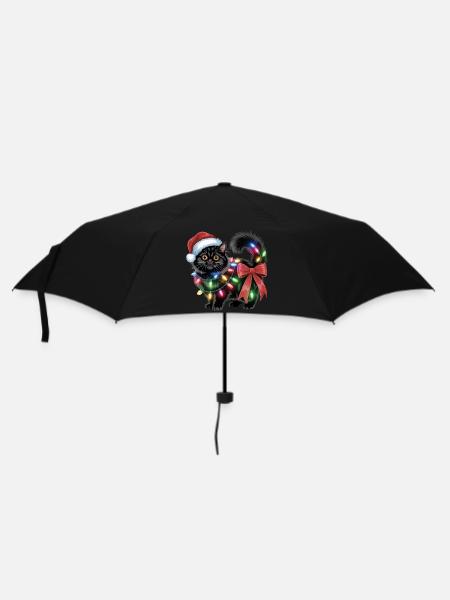 Weihnachten Katze - Regenschirm (klein) - Schwarz