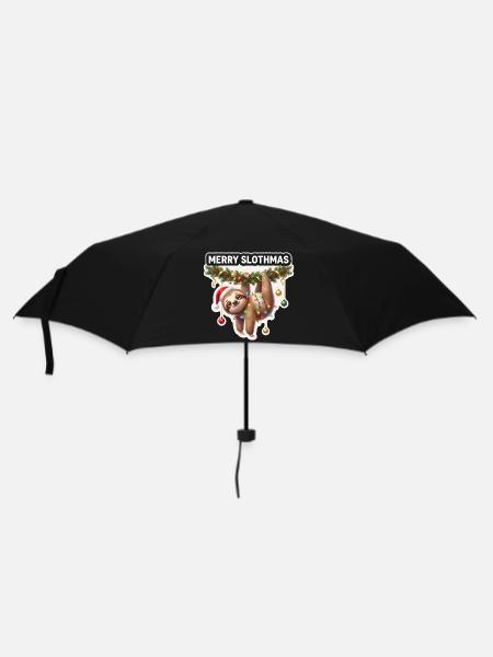 Frohe Slothmas Lichterkette - Regenschirm (klein) - Schwarz