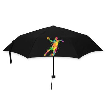 bunter Handballspieler Handballer Handball - Regenschirm (klein) - Schwarz - Vorne