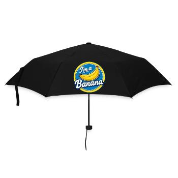 Banane Kostüm Karneval Obst Aufkleber Gelb Lustig - Regenschirm (klein) - Schwarz - Vorne