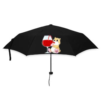Hamster Rotwein - Regenschirm (klein) - Schwarz - Vorne