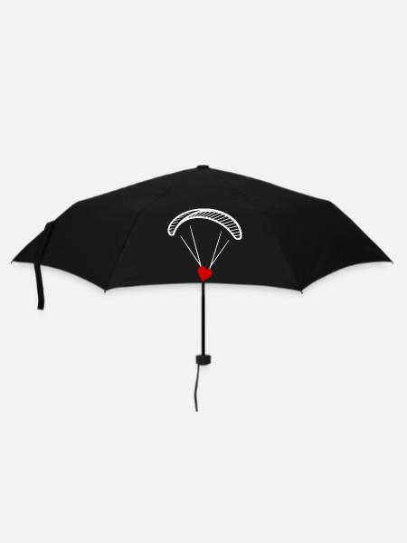Paragleiter - Gleitschirm mit Herz - Valentinstag - Regenschirm (klein) - Schwarz