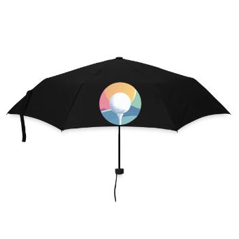 Golfball im bunten Farbkreis dezentes Golf Motiv - Regenschirm (klein) - Schwarz - Vorne
