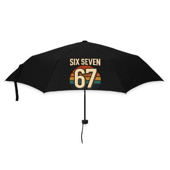 Six Seven 67 Italian Brainrot Retro Sunset Meme - Umbrella (small) - black - Front