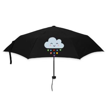 Cute Cloud Rainbow Hearts Kawaii Happy Mood Design - Umbrella (small) - black - Front