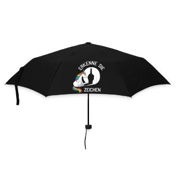 erkenne die Zeischen lustiges Einhorn - Regenschirm (klein) - Schwarz - Vorne