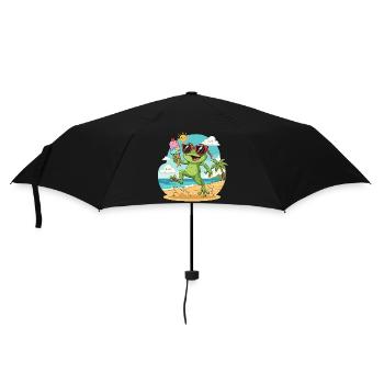 Frosch am Strand mit Eis - Umbrella (small) - black - Front
