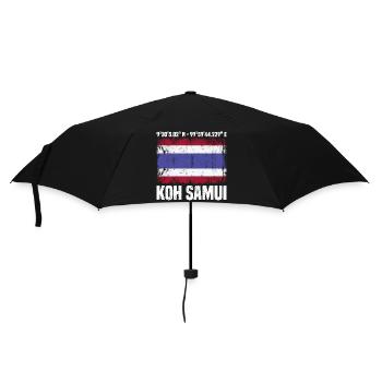 Koh Samui Koordinaten - Regenschirm (klein) - Schwarz - Vorne