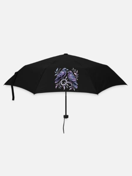 Black Ravens Schmiedeeisenzweig-Design. - Regenschirm (klein) - Schwarz