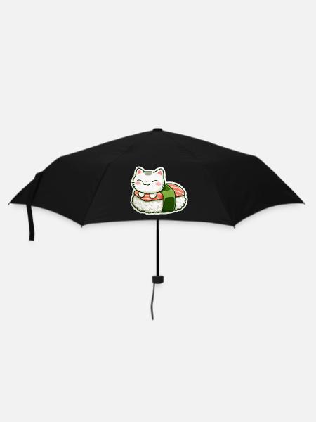 Kawaii Sushi Cat on Roll - Umbrella (small) - black