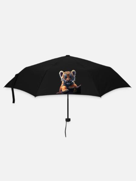 kleiner Tiger - Regenschirm (klein) - Schwarz