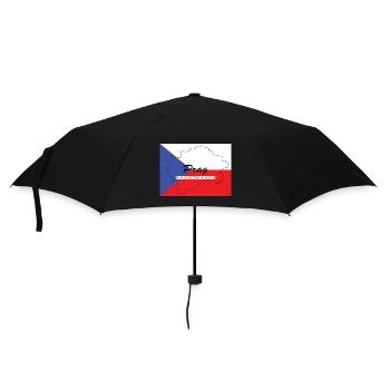 Prag - Hauptstadt mit GPS & Flagge - Regenschirm (klein) - Schwarz - Vorne