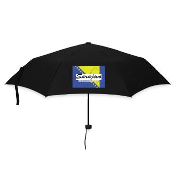 Sarajevo - Hauptstadt mit GPS & Flagge - Regenschirm (klein) - Schwarz - Vorne