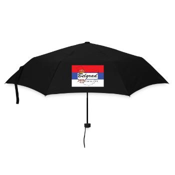 Belgrad - Hauptstadt mit GPS & Flagge - Regenschirm (klein) - Schwarz - Vorne