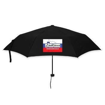 Ljubljana - Hauptstadt mit GPS & Flagge - Regenschirm (klein) - Schwarz - Vorne