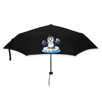 Penguin weightlifter on melting floe - Umbrella (small) - black - Front