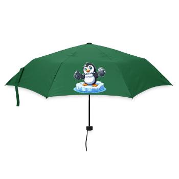 Pinguin Gewichtheber auf schmelzender Eisscholle - Regenschirm (klein) - Flaschengrün - Vorne
