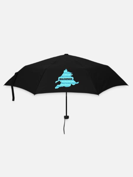 Walchensee, Paradies zum Baden, Surfen, Segeln - Regenschirm (klein) - Schwarz