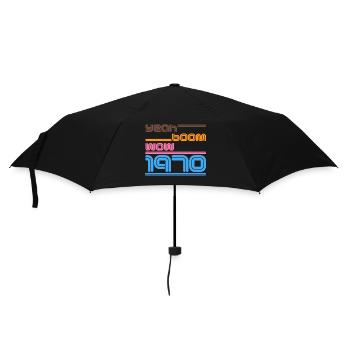 Year of birth Shirt Retro yes Boom Wow 1970 - Umbrella (small) - black - Front