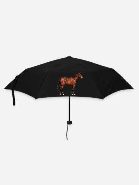 Serafina - braunes Pferd, stehend - Regenschirm (klein) - Schwarz